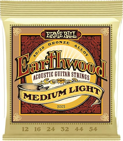 Ernie Ball 2003 Earthwood Medium Light 80/20 Bronze Acoustic String Set (12-54)